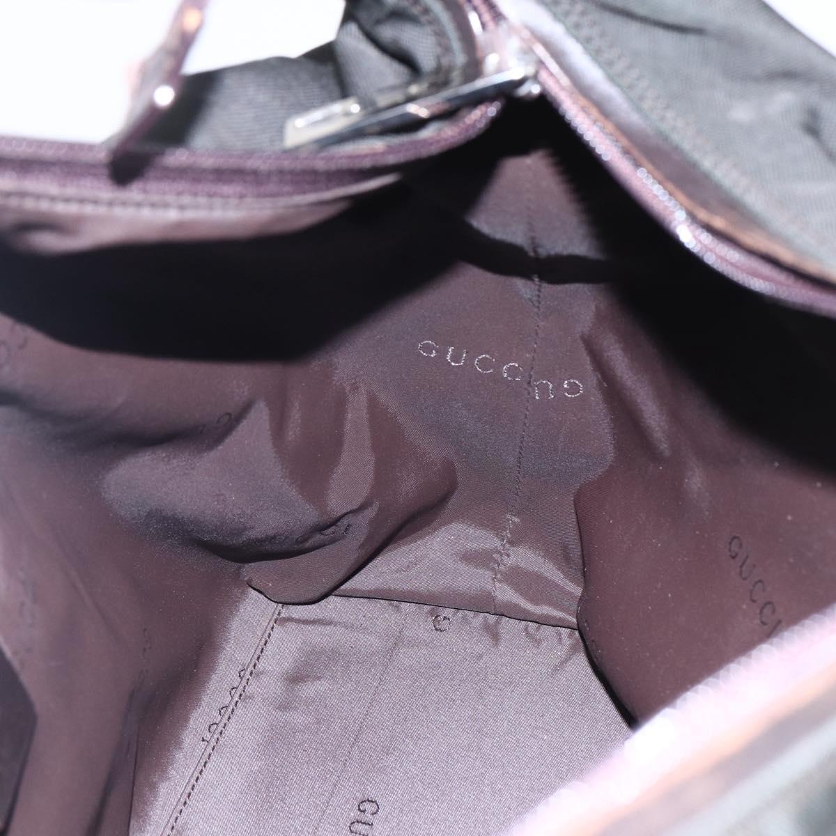 GUCCI Shoulder Bag Nylon Khaki Silver 001 1955 Auth 148272