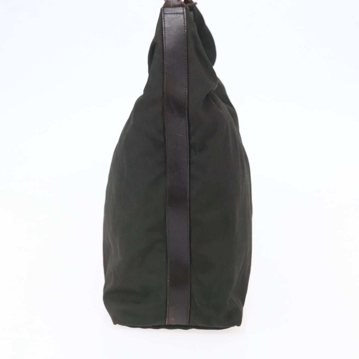 GUCCI Shoulder Bag Nylon Khaki Silver 001 1955 Auth 148272