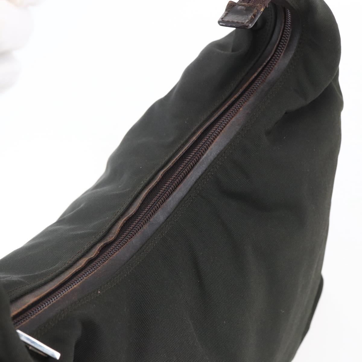 GUCCI Shoulder Bag Nylon Khaki Silver 001 1955 Auth 148272