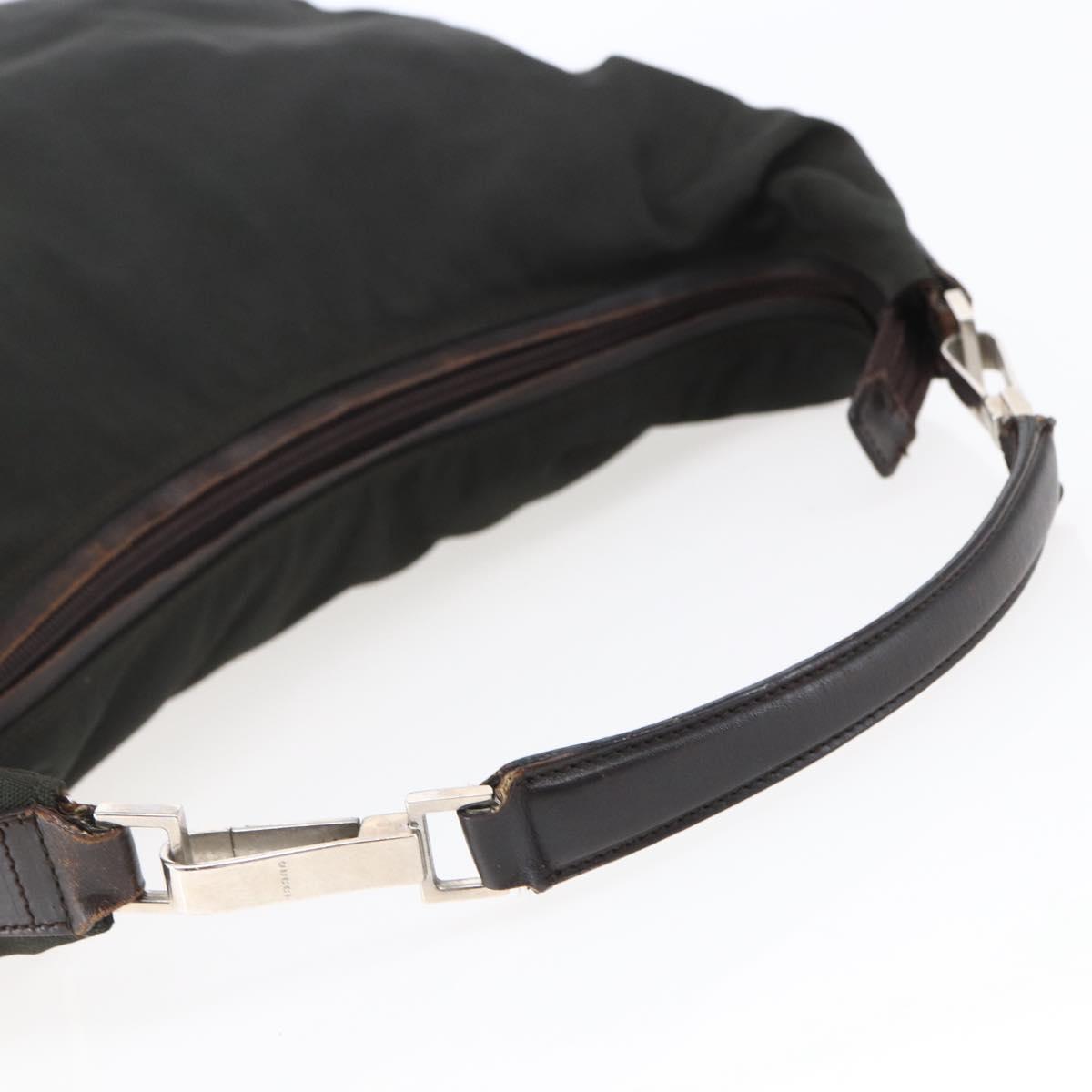 GUCCI Shoulder Bag Nylon Khaki Silver 001 1955 Auth 148272