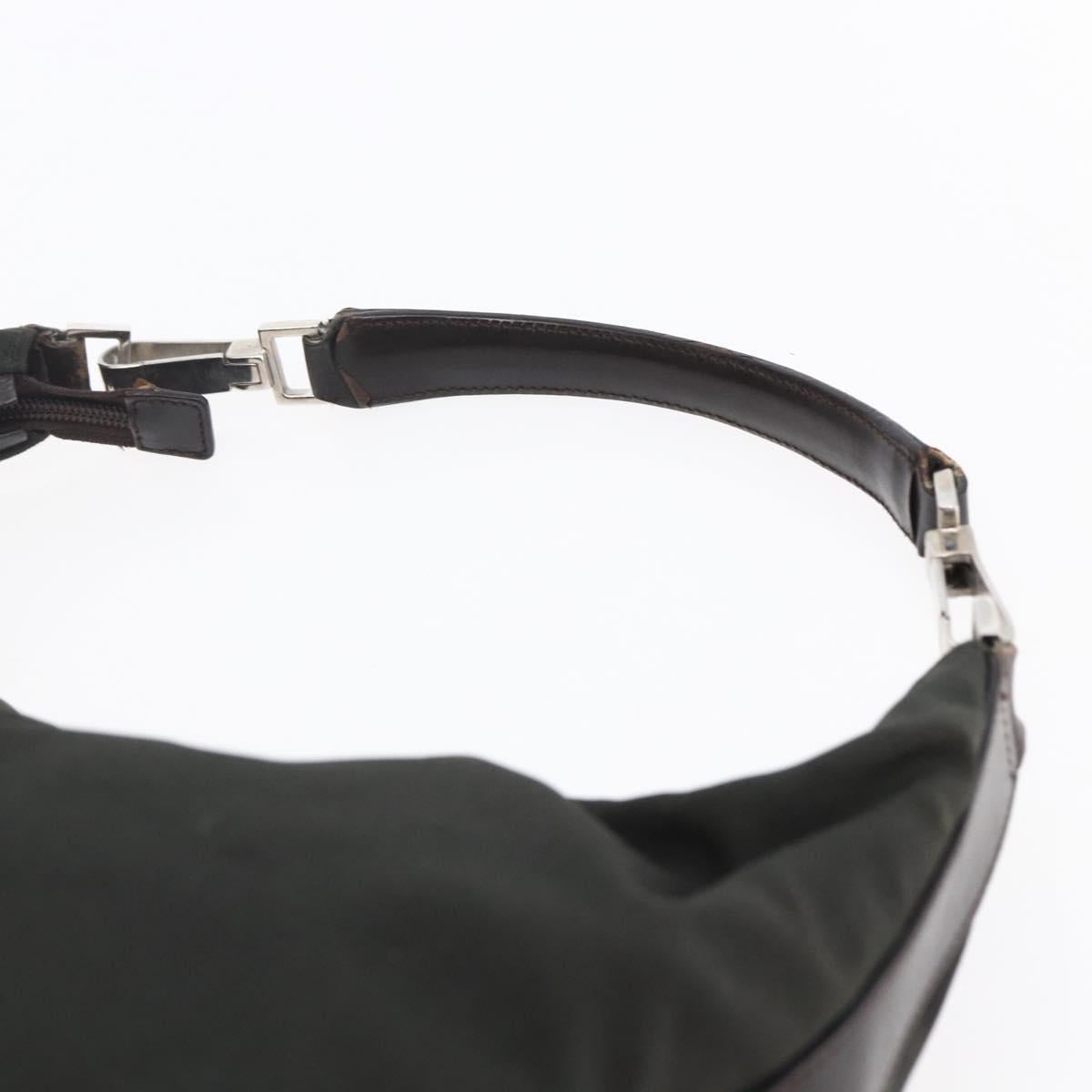 GUCCI Shoulder Bag Nylon Khaki Silver 001 1955 Auth 148272