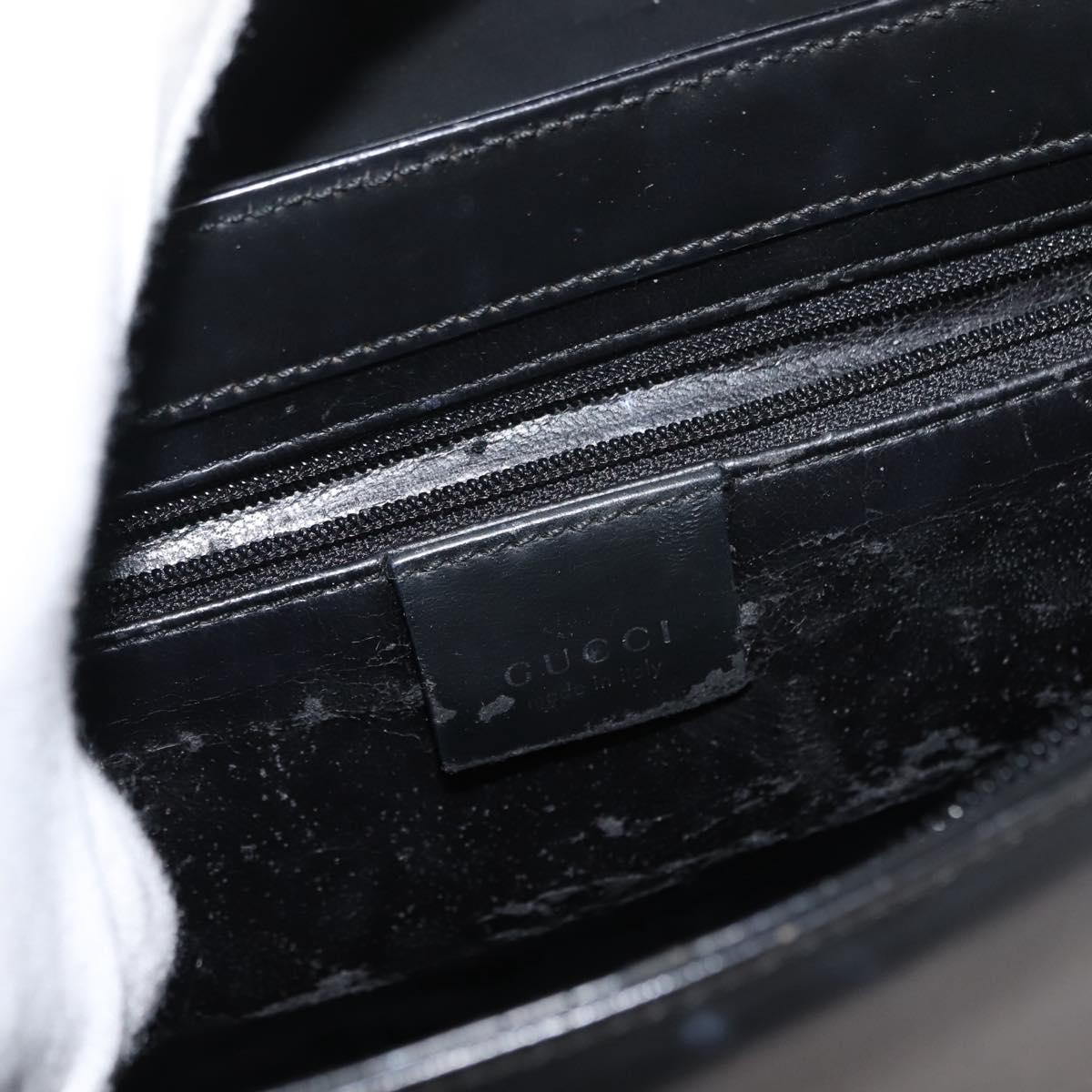 GUCCI Shoulder Bag Leather Black Silver Auth 148273