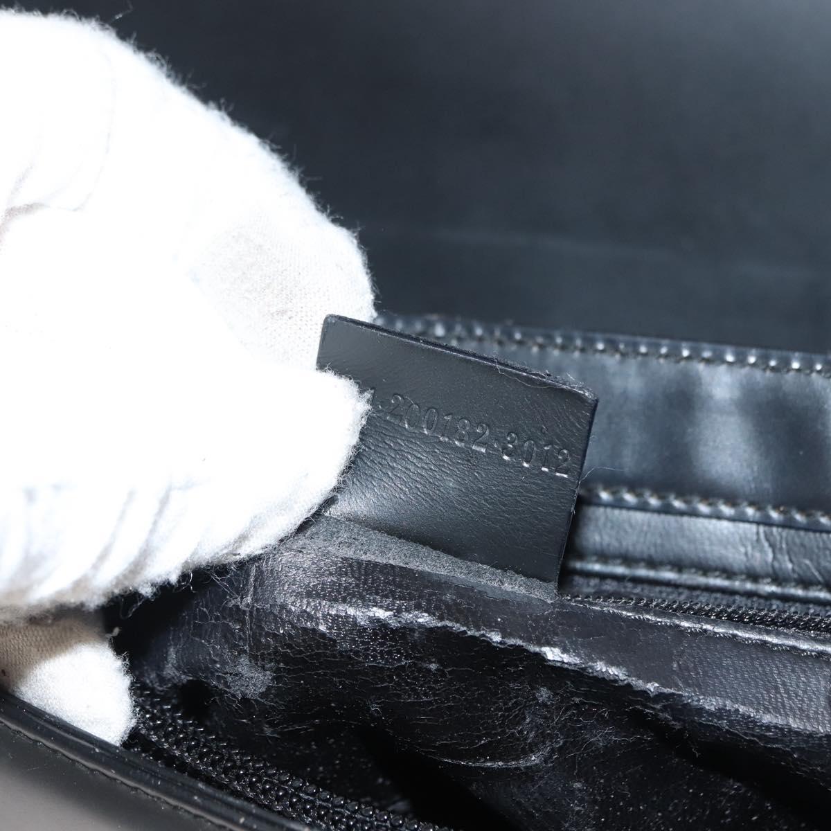 GUCCI Shoulder Bag Leather Black Silver Auth 148273