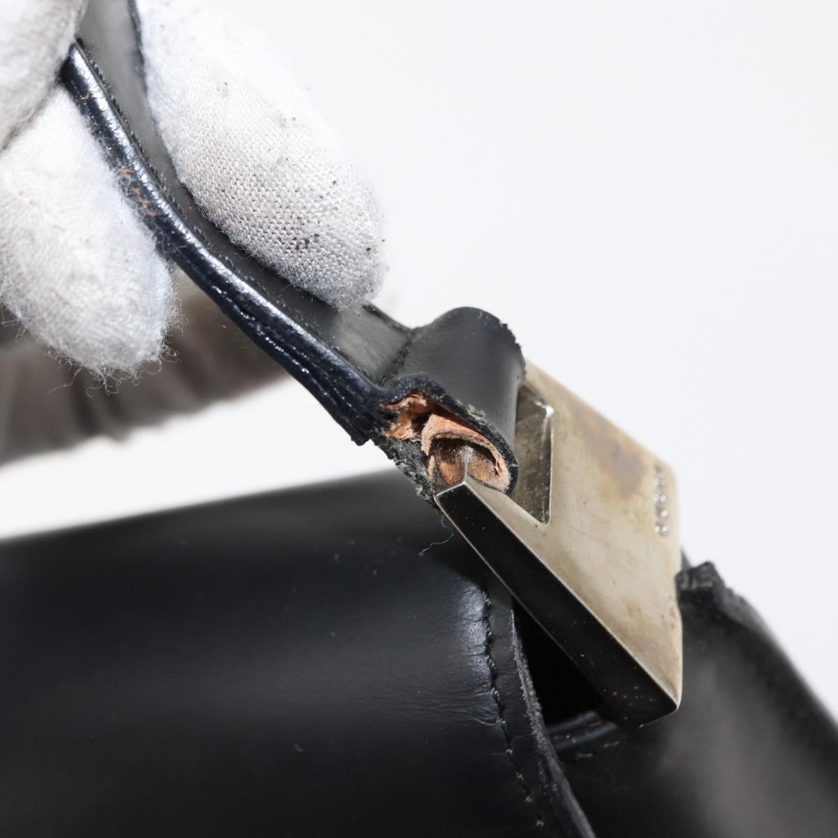 GUCCI Shoulder Bag Leather Black Silver Auth 148273