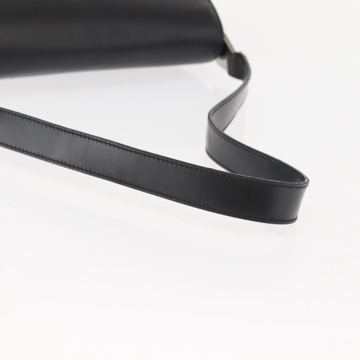 GUCCI Shoulder Bag Leather Black Silver Auth 148273