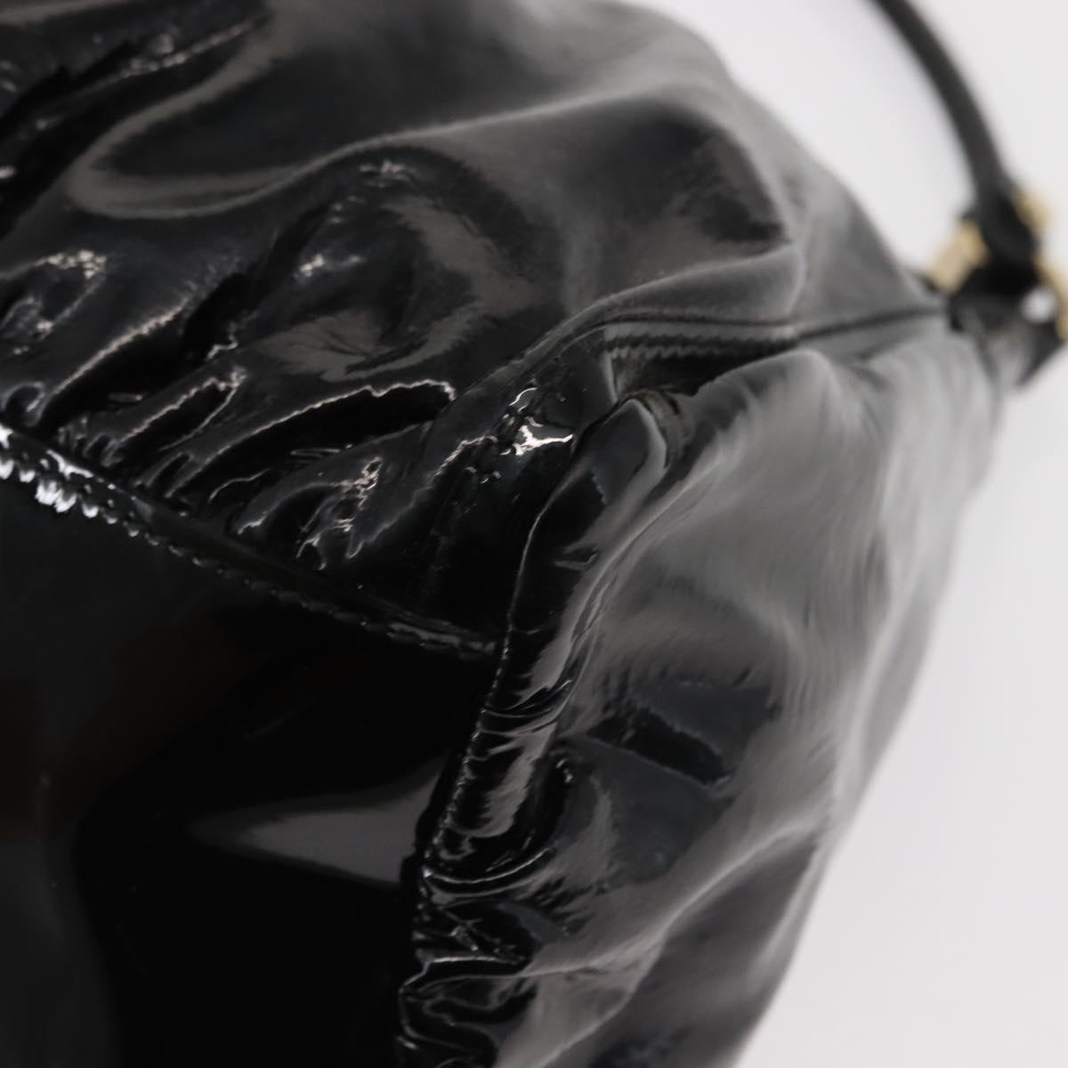 GUCCI Abbey Shoulder Bag Enamel Black Gold 189833 Auth 148274