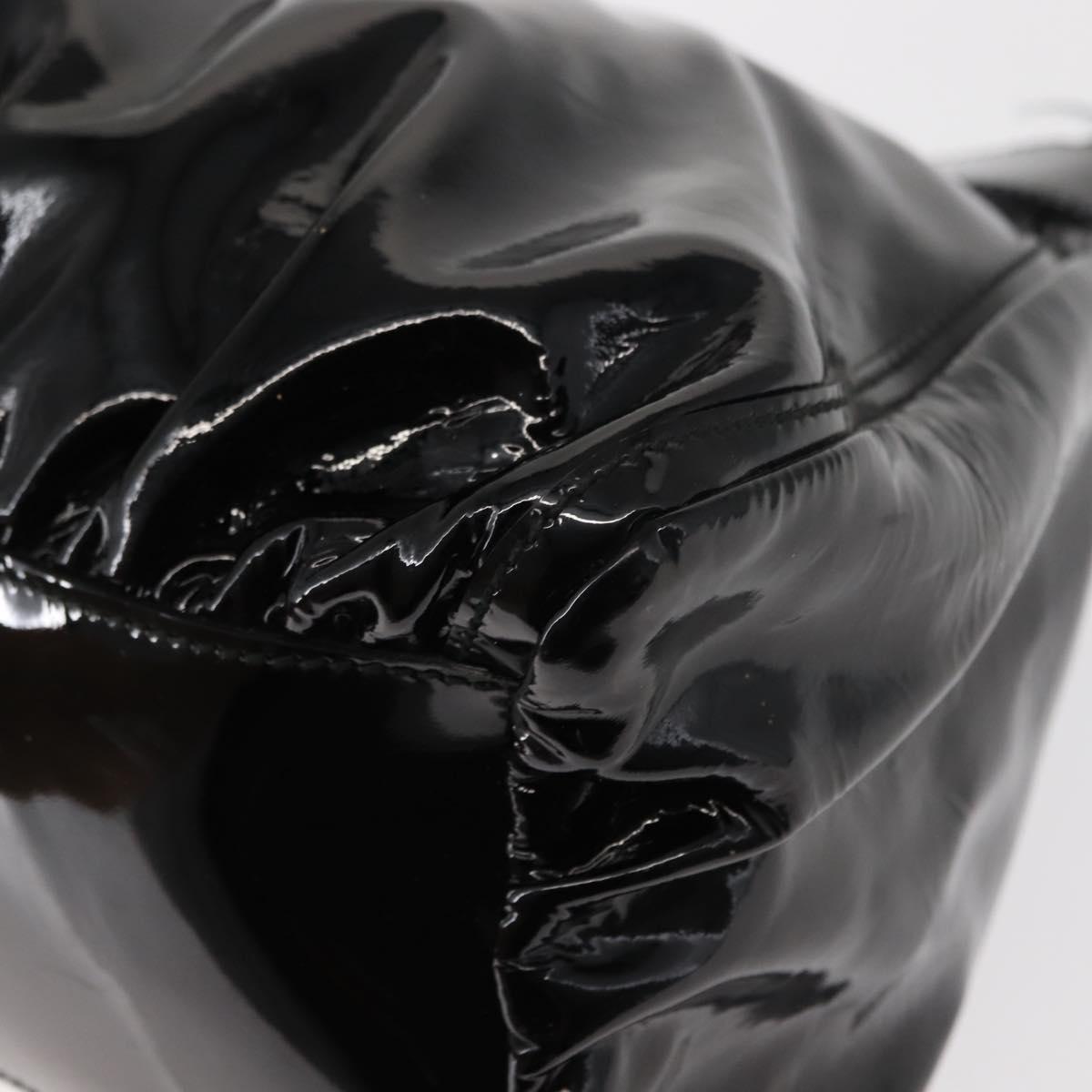 GUCCI Abbey Shoulder Bag Enamel Black Gold 189833 Auth 148274