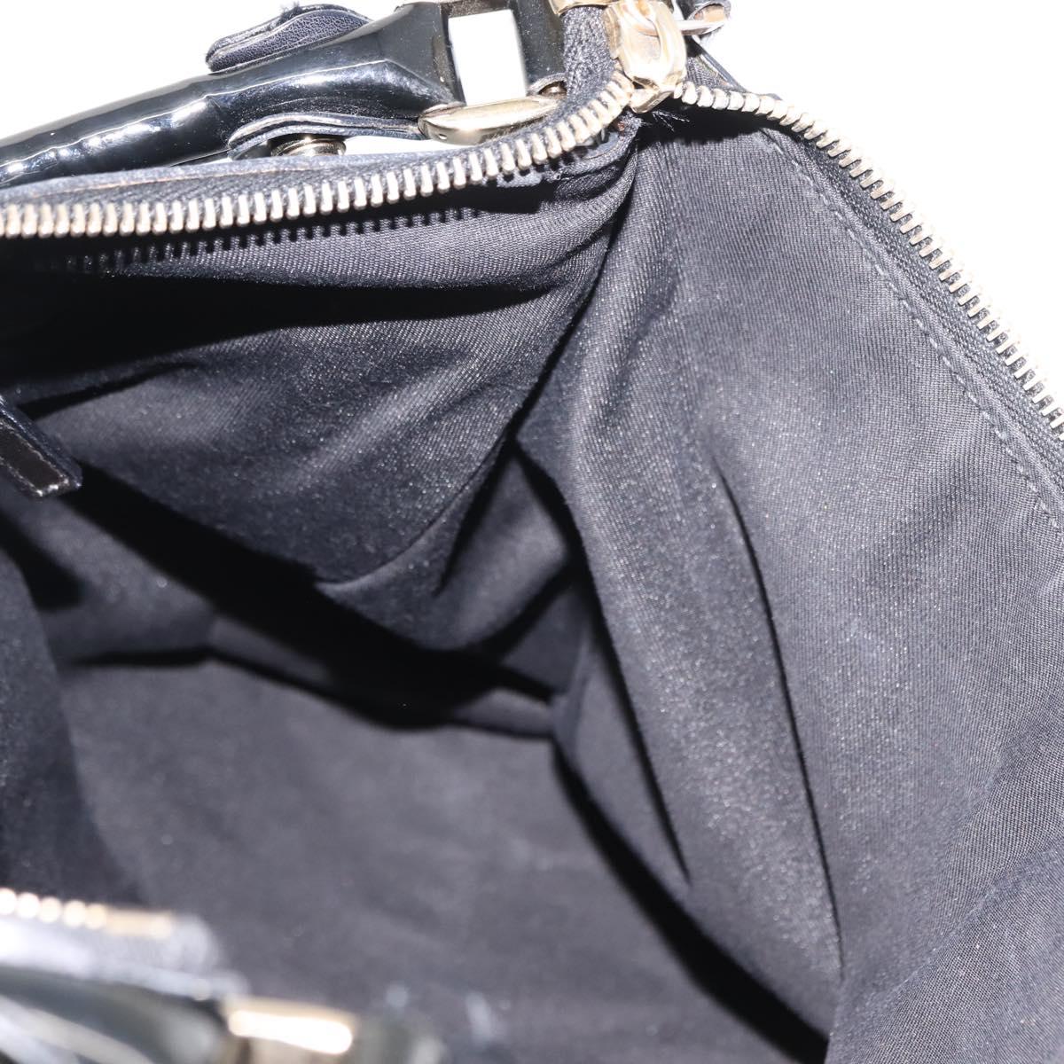 GUCCI Abbey Shoulder Bag Enamel Black Gold 189833 Auth 148274