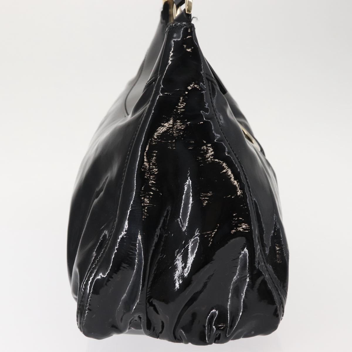 GUCCI Abbey Shoulder Bag Enamel Black Gold 189833 Auth 148274