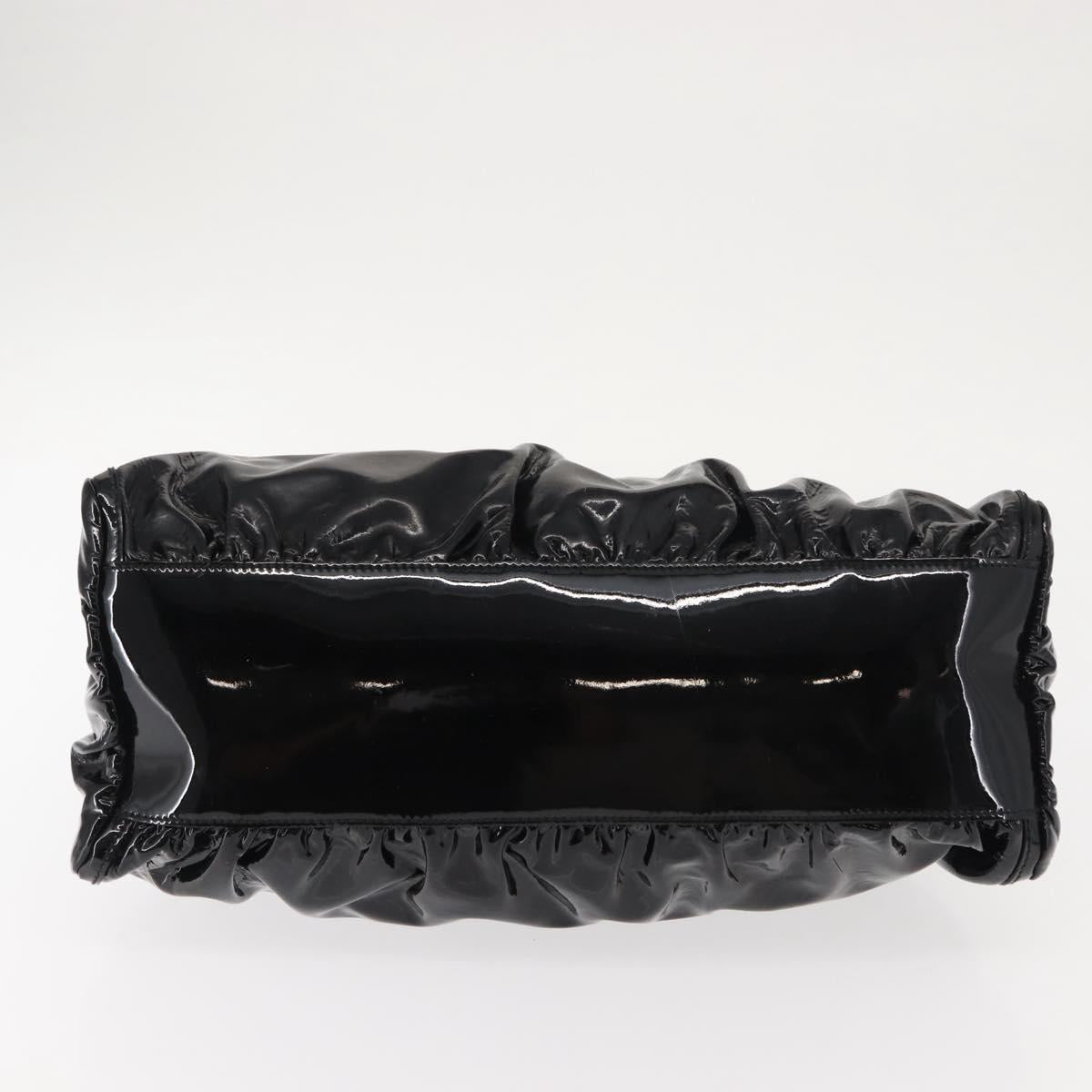 GUCCI Abbey Shoulder Bag Enamel Black Gold 189833 Auth 148274