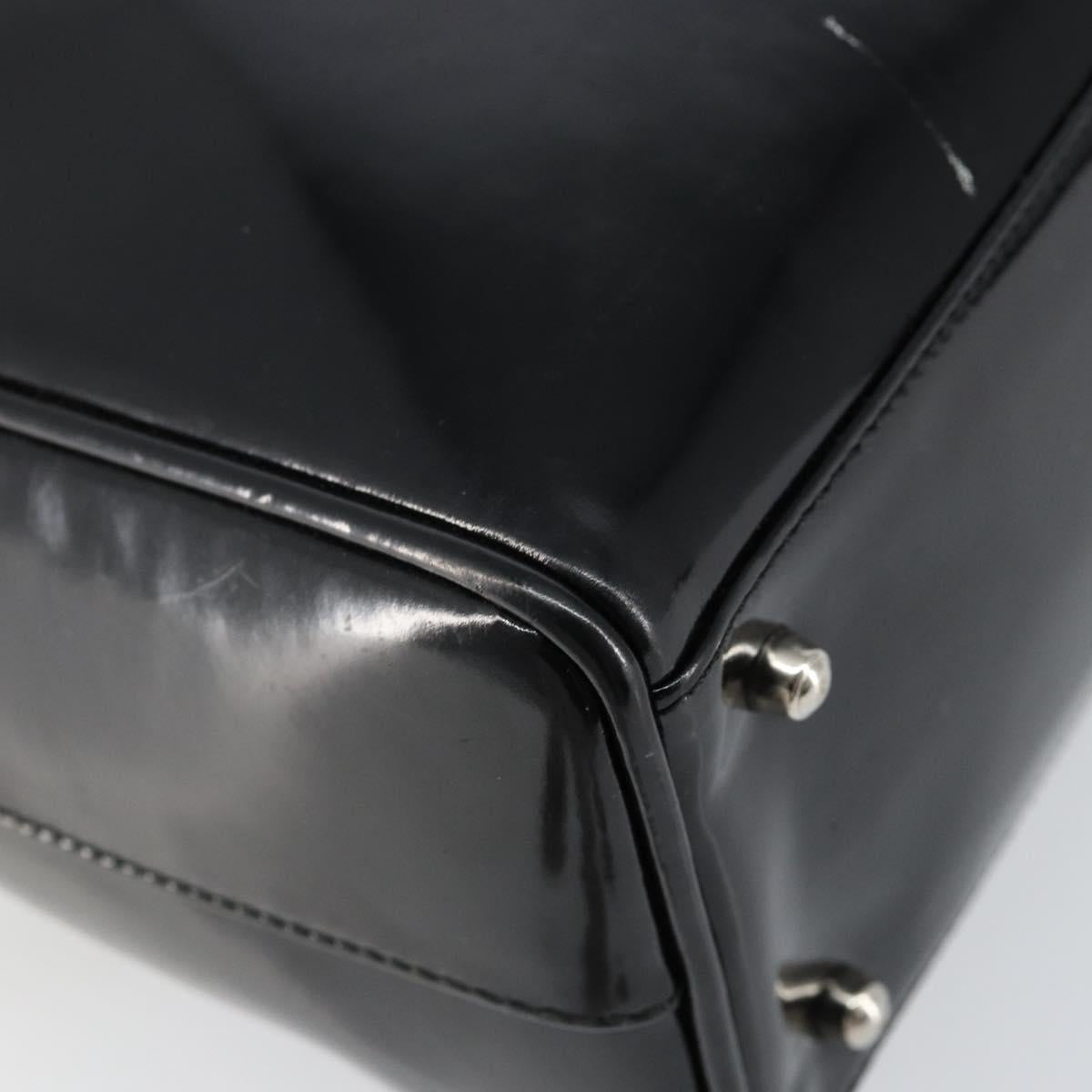 GUCCI Hand Bag Enamel 2way Black Silver 000 1274 0505 Auth 148275