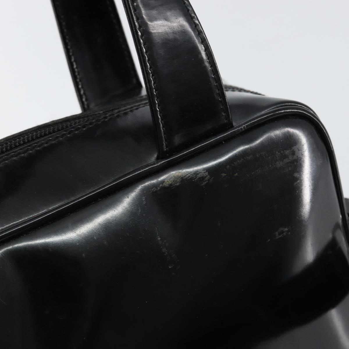 GUCCI Hand Bag Enamel 2way Black Silver 000 1274 0505 Auth 148275