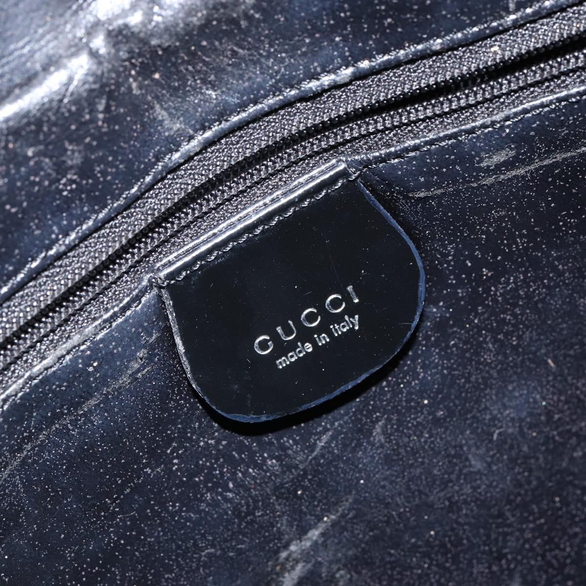 GUCCI Hand Bag Enamel 2way Black Silver 000 1274 0505 Auth 148275