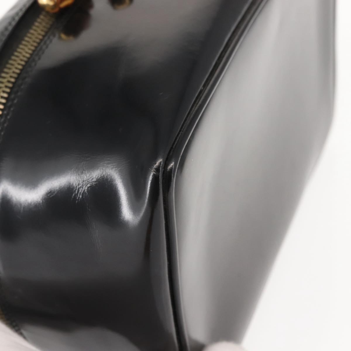 GUCCI Bamboo Vanity Pouch Enamel Black Gold 032 1705 0150 Auth 148276