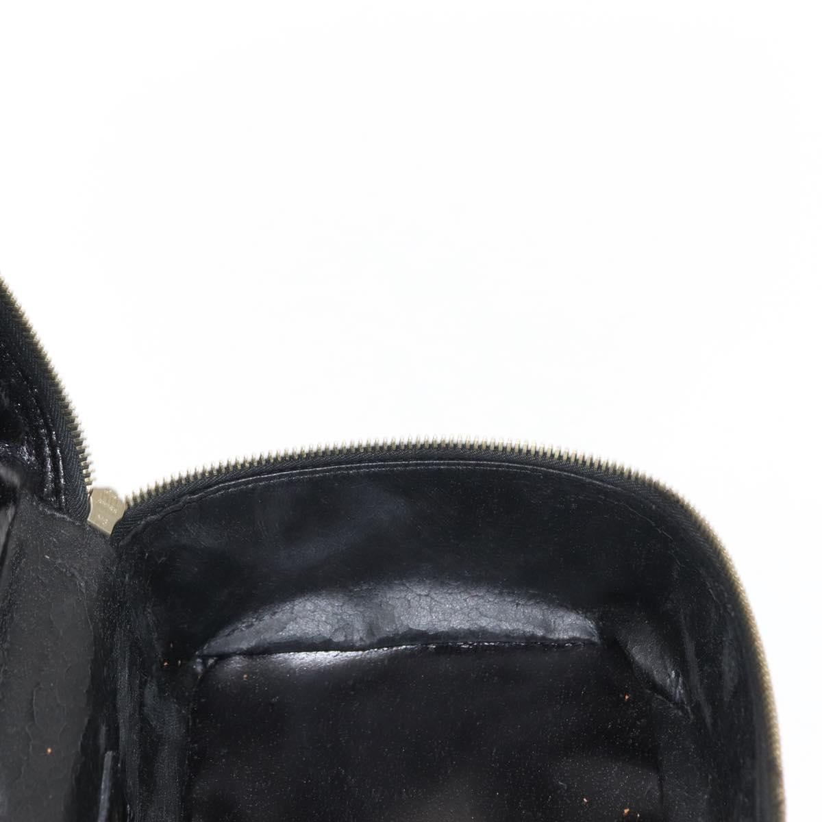 GUCCI Bamboo Vanity Pouch Enamel Black Gold 032 1705 0150 Auth 148276