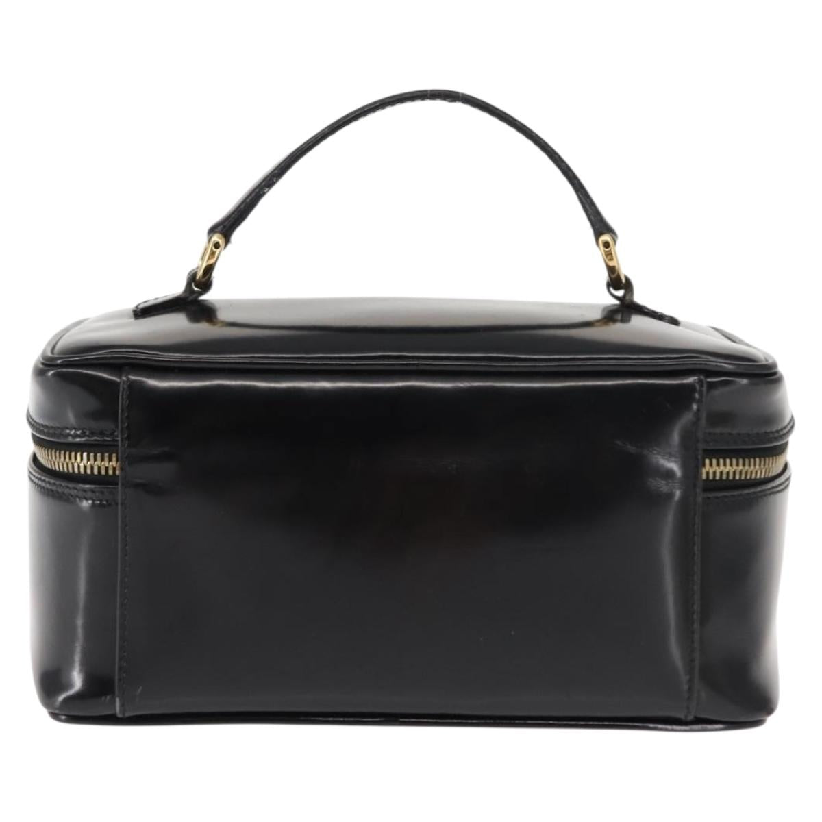 GUCCI Bamboo Vanity Pouch Enamel Black Gold 032 1705 0150 Auth 148276