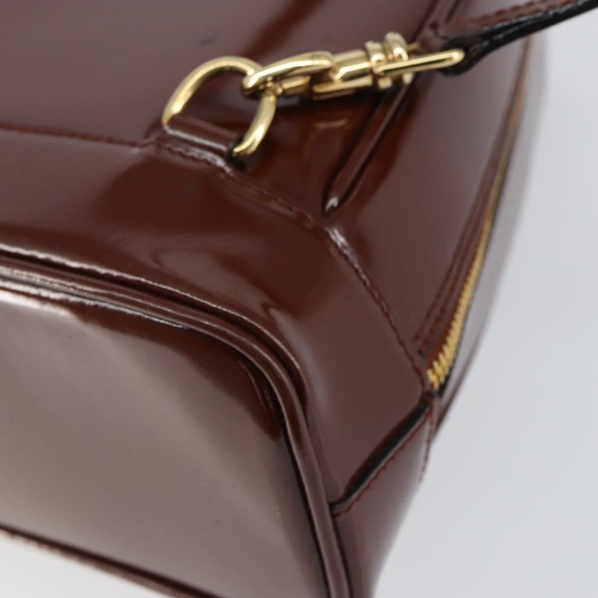 GUCCI Bamboo Body Bag Patent leather Brown Gold 003 3444 0127 Auth 148277