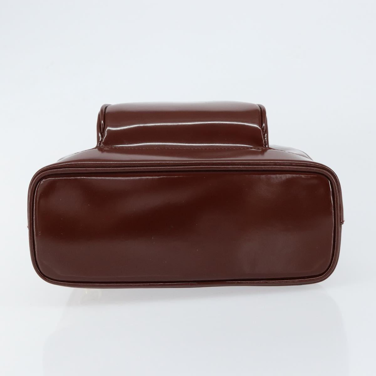 GUCCI Bamboo Body Bag Patent leather Brown Gold 003 3444 0127 Auth 148277