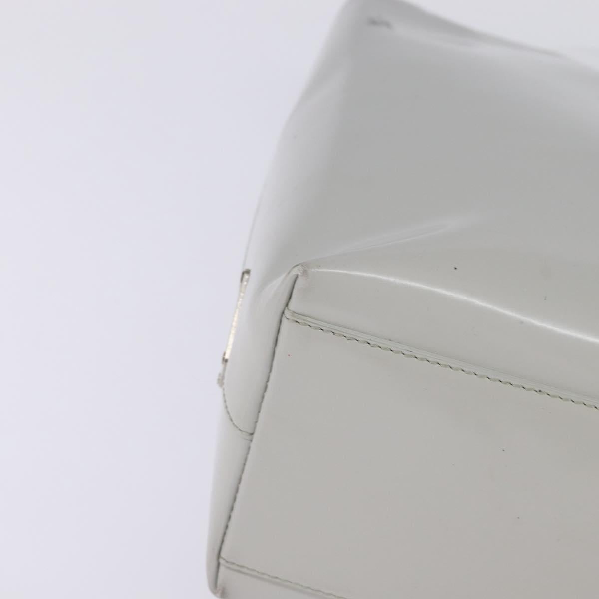 PRADA Hand Bag Enamel Gray Auth 148279