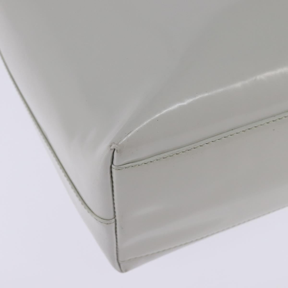 PRADA Hand Bag Enamel Gray Auth 148279