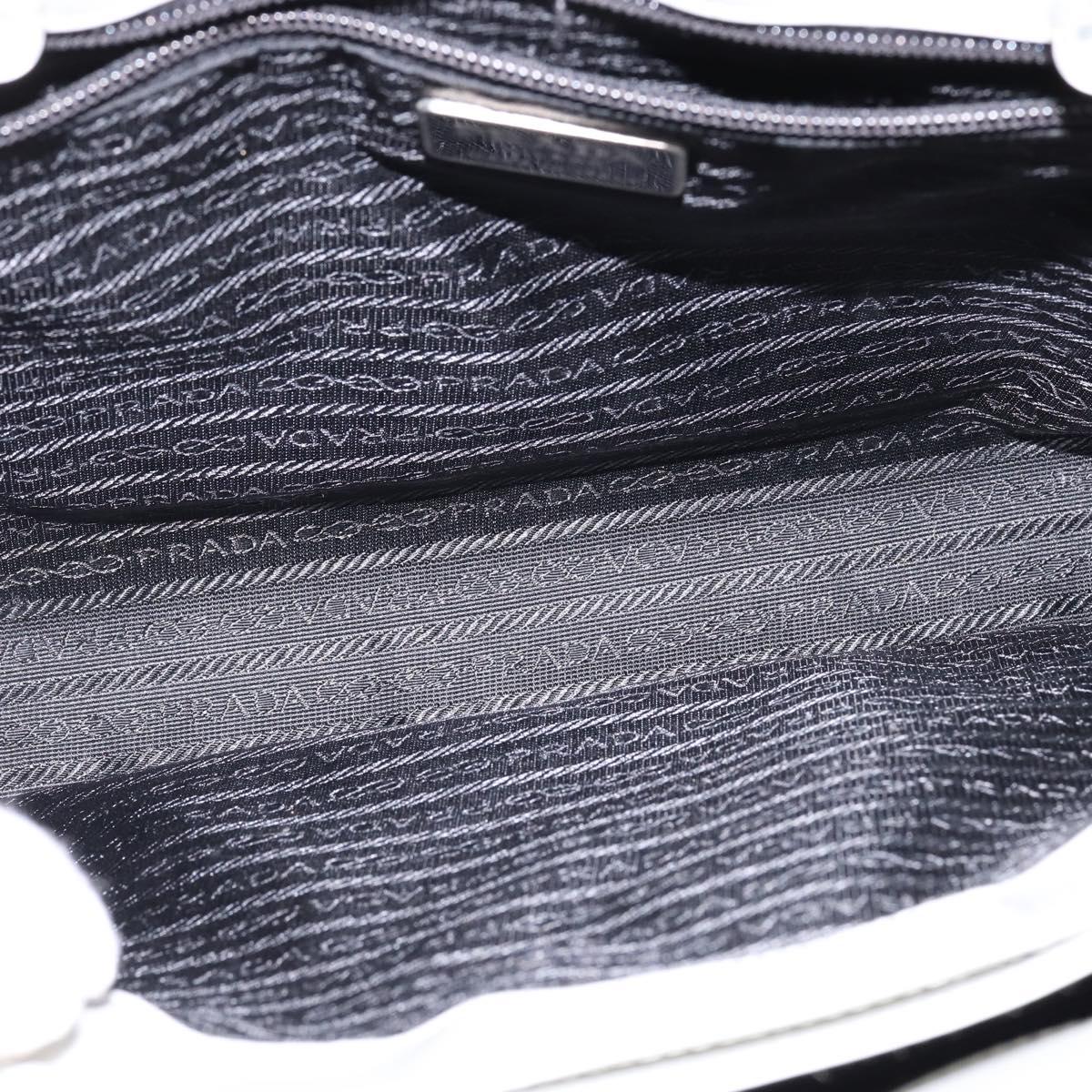 PRADA Hand Bag Enamel Gray Auth 148279