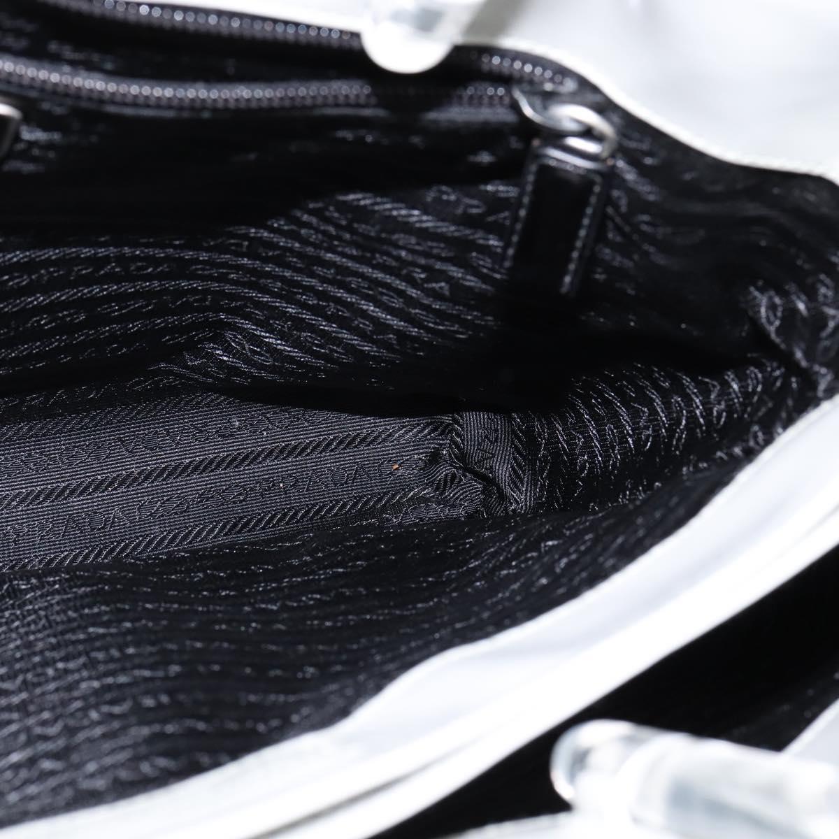 PRADA Hand Bag Enamel Gray Auth 148279