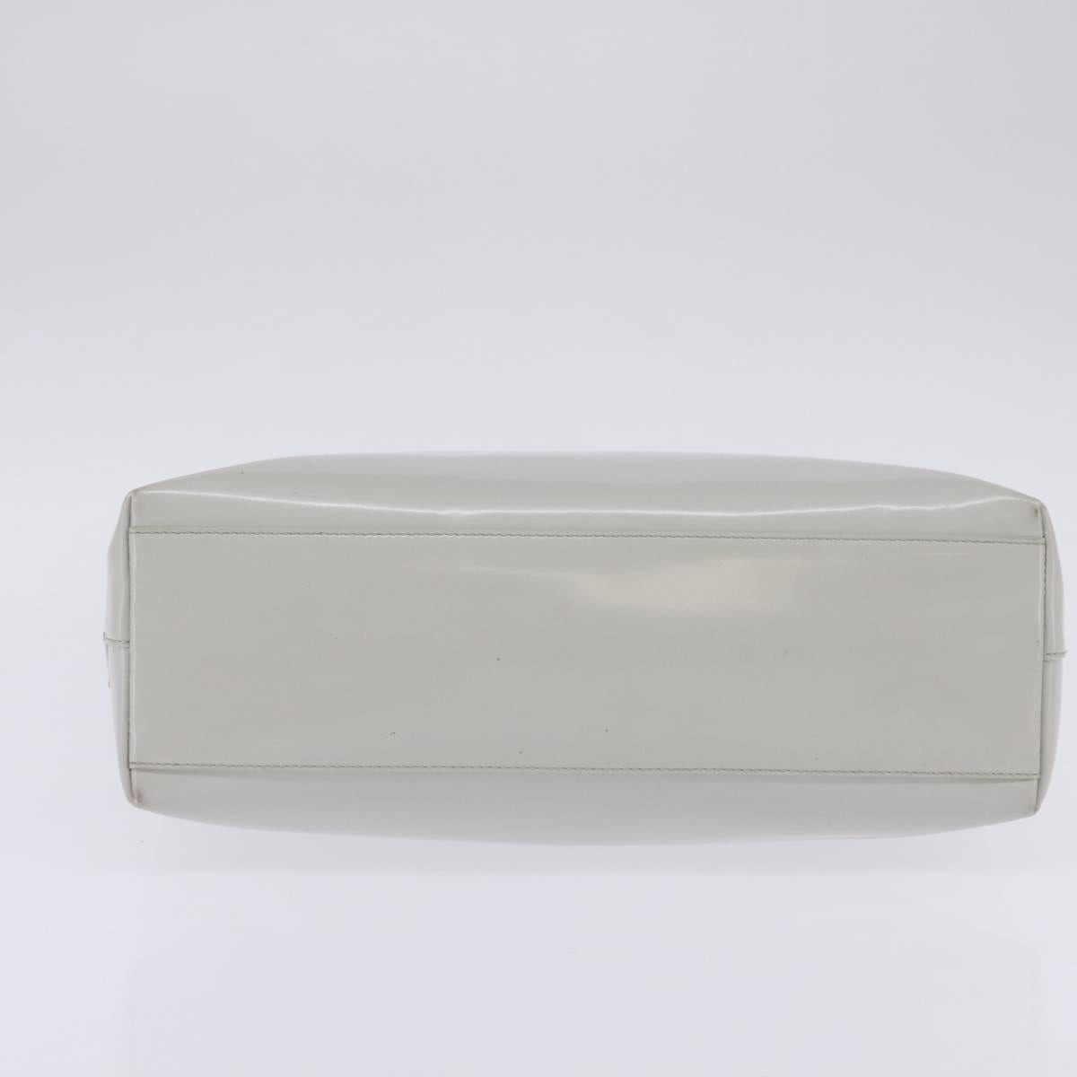 PRADA Hand Bag Enamel Gray Auth 148279