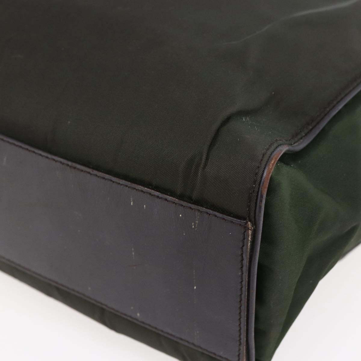 PRADA Tote Bag Nylon Khaki Gold Auth 148282