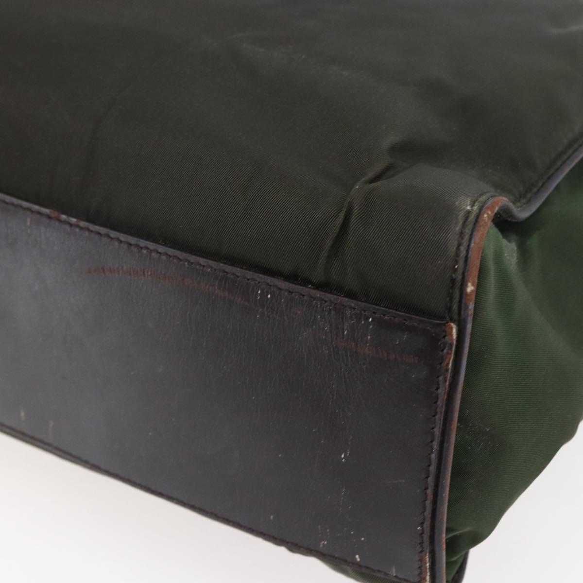 PRADA Tote Bag Nylon Khaki Gold Auth 148282