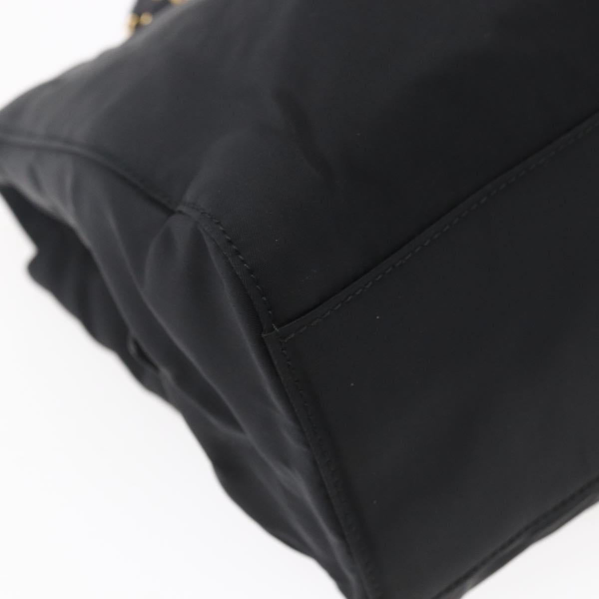 PRADA Chain Shoulder Bag Nylon Black Gold Auth 148283