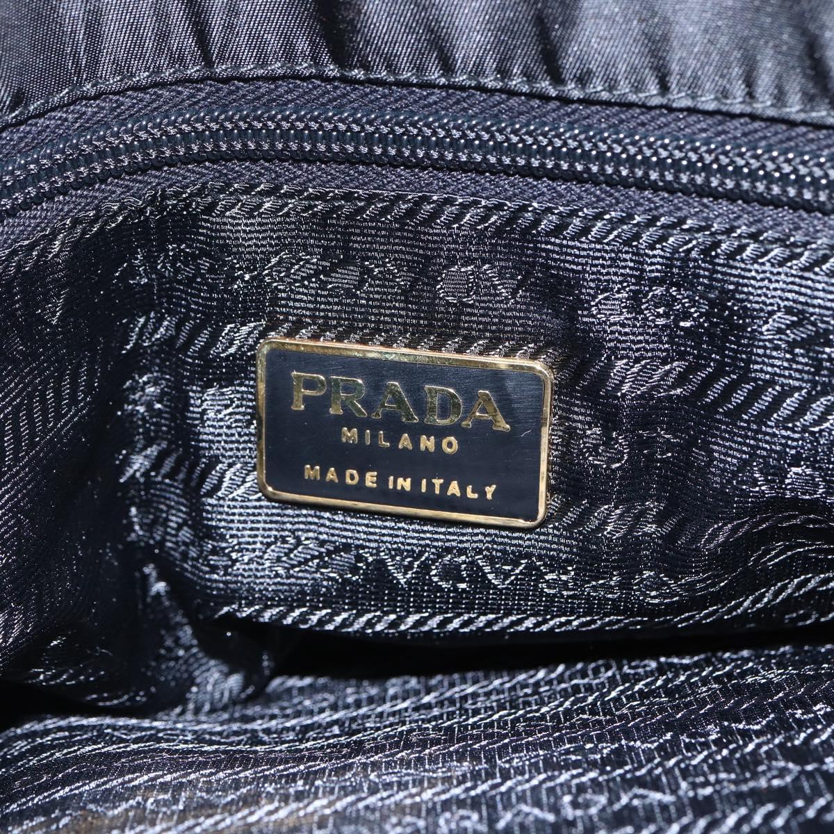 PRADA Chain Shoulder Bag Nylon Black Gold Auth 148283