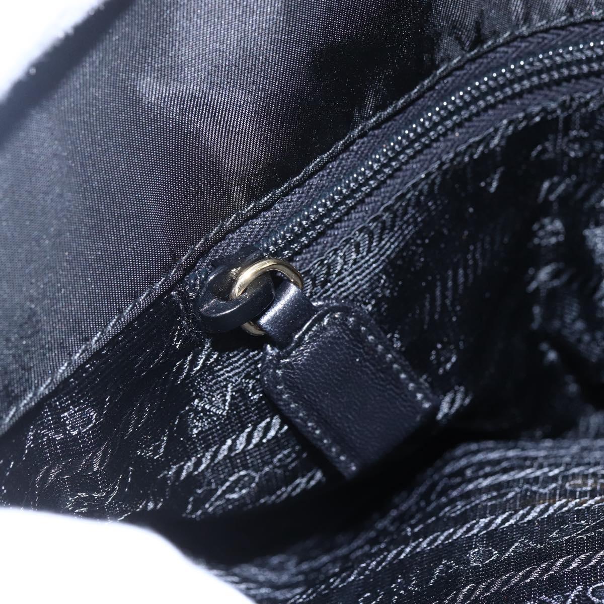 PRADA Chain Shoulder Bag Nylon Black Gold Auth 148283