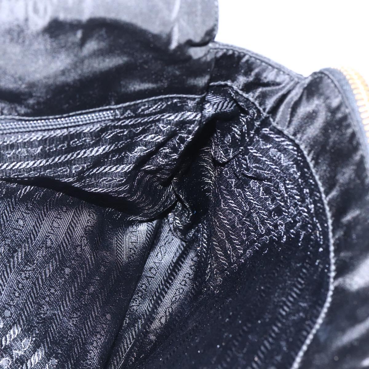 PRADA Chain Shoulder Bag Nylon Black Gold Auth 148283