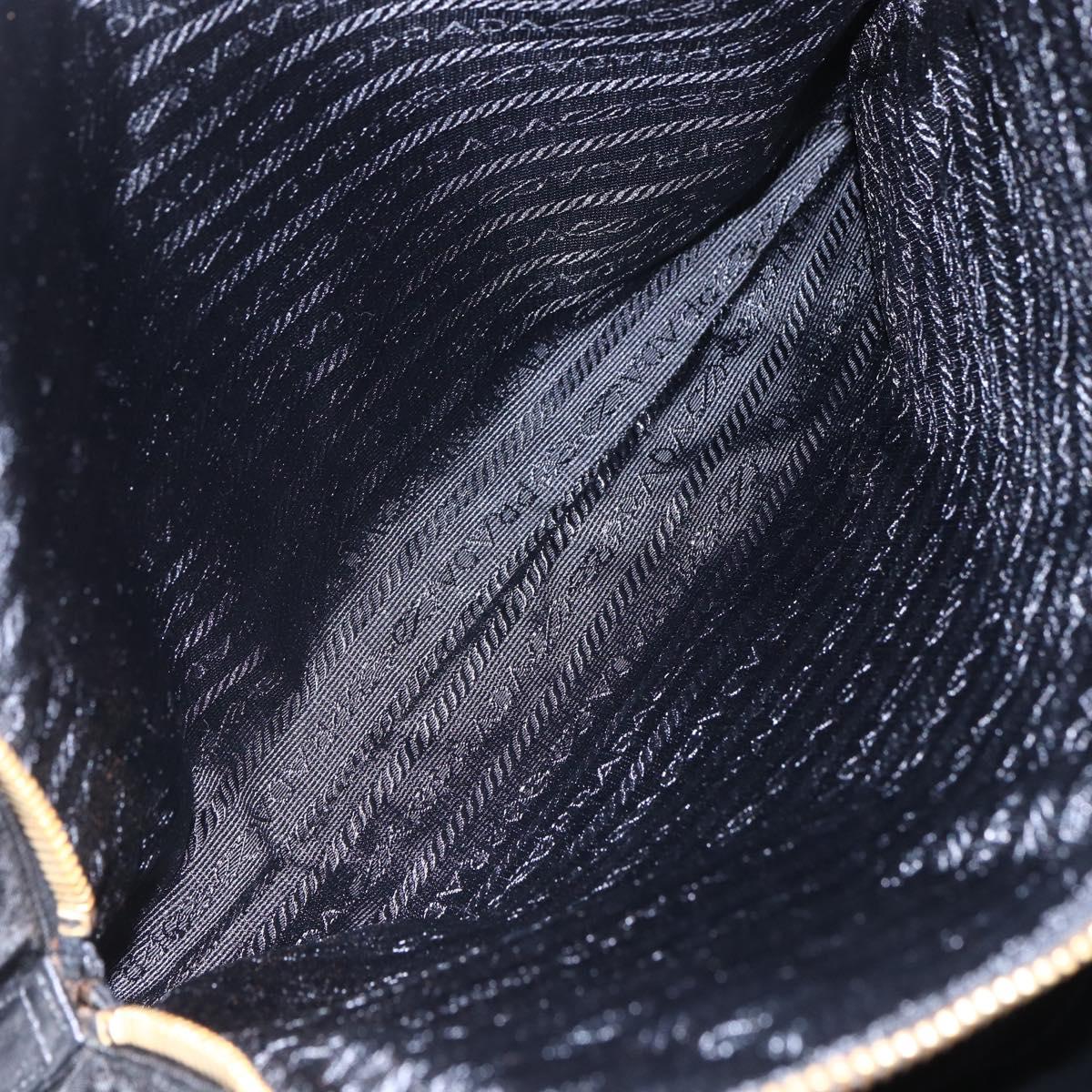 PRADA Chain Shoulder Bag Nylon Black Gold Auth 148283