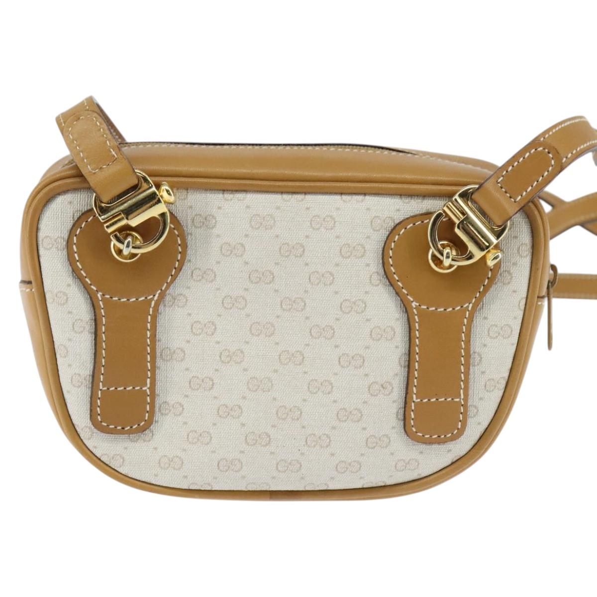 GUCCI Micro GG Supreme Shoulder Bag PVC Beige Gold 007 067 0523 Auth 148285