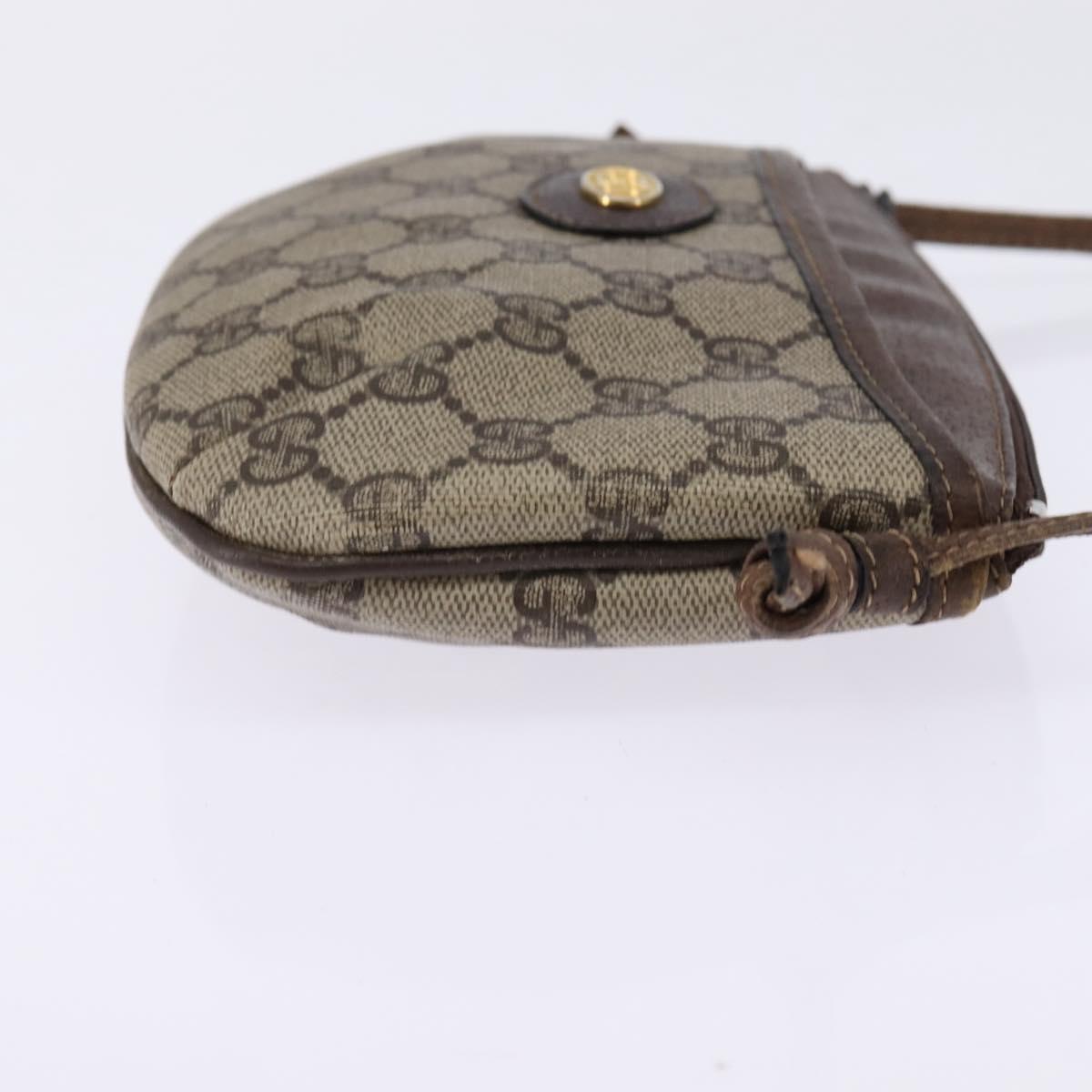 GUCCI GG Supreme Shoulder Bag PVC Beige Gold Auth 148286