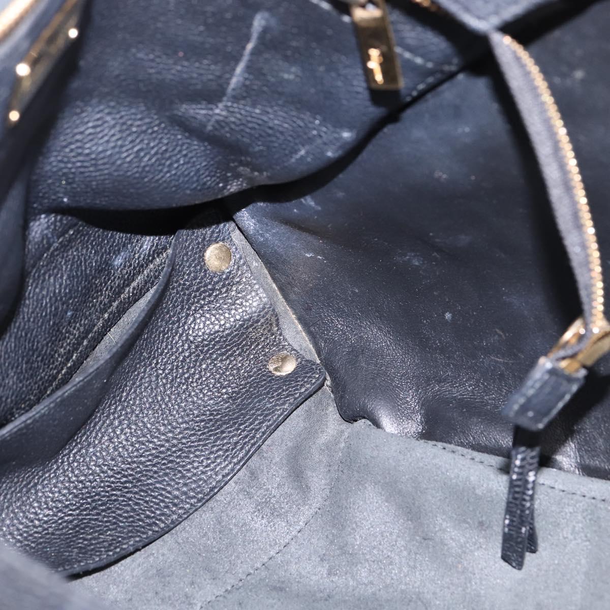 Salvatore Ferragamo Gancini Tote Bag Leather Black Gold Auth 148288