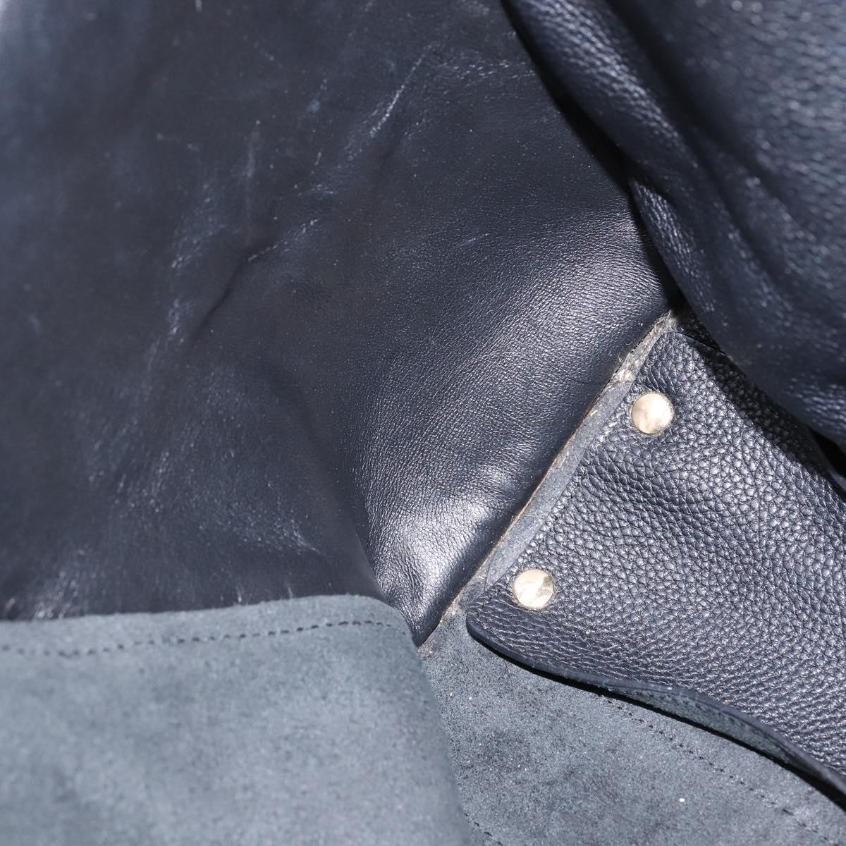 Salvatore Ferragamo Gancini Tote Bag Leather Black Gold Auth 148288