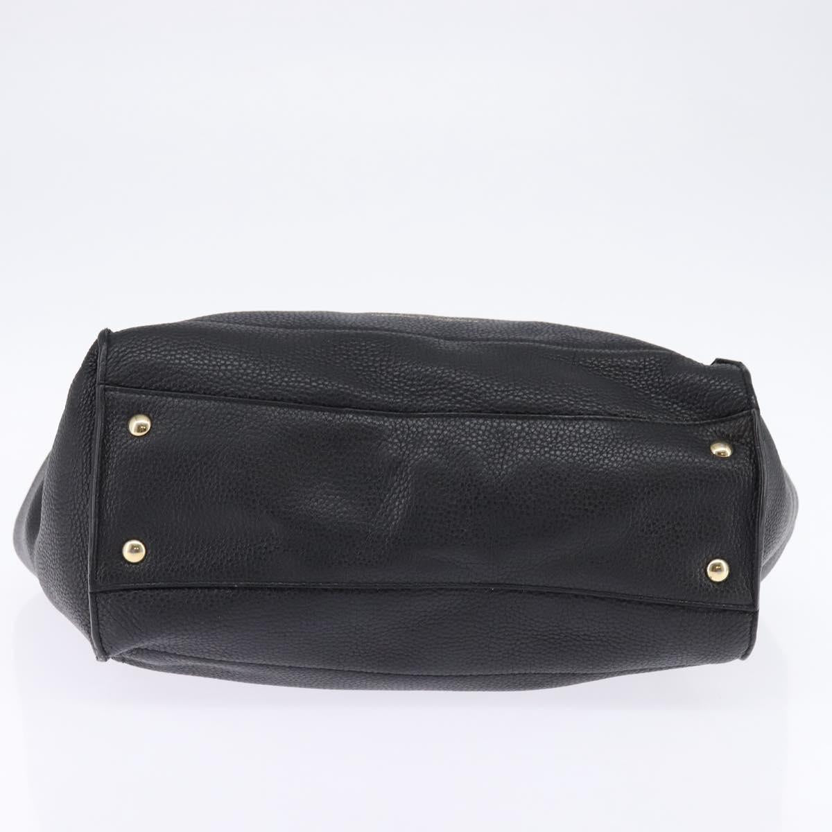 Salvatore Ferragamo Gancini Tote Bag Leather Black Gold Auth 148288