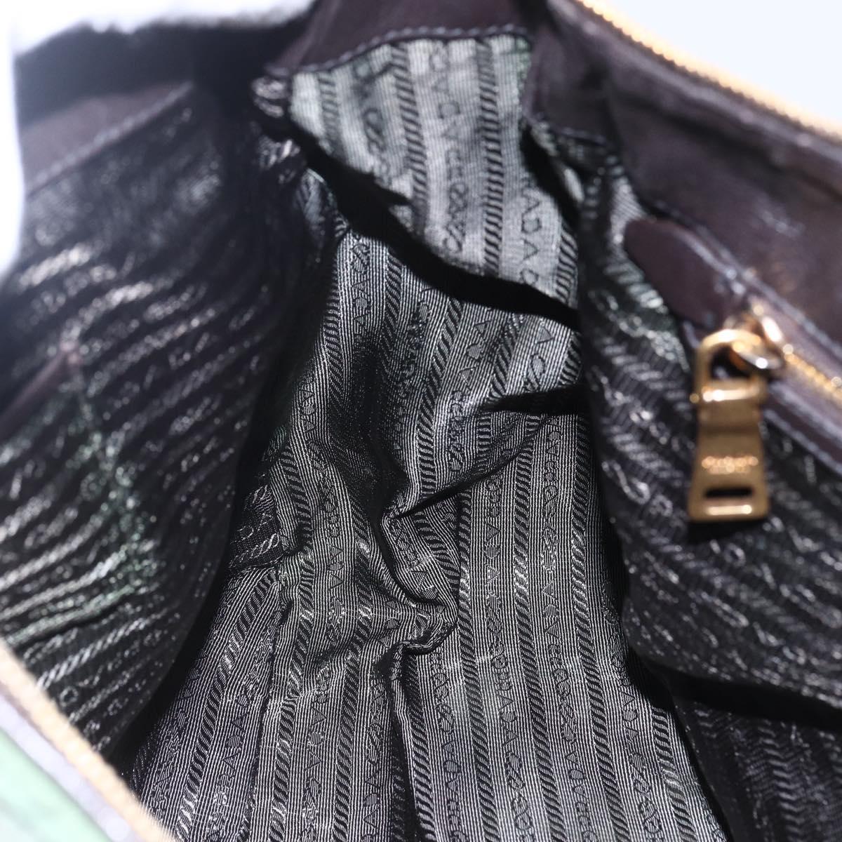 PRADA Hand Bag Nylon 2way Khaki Gold Auth 148290