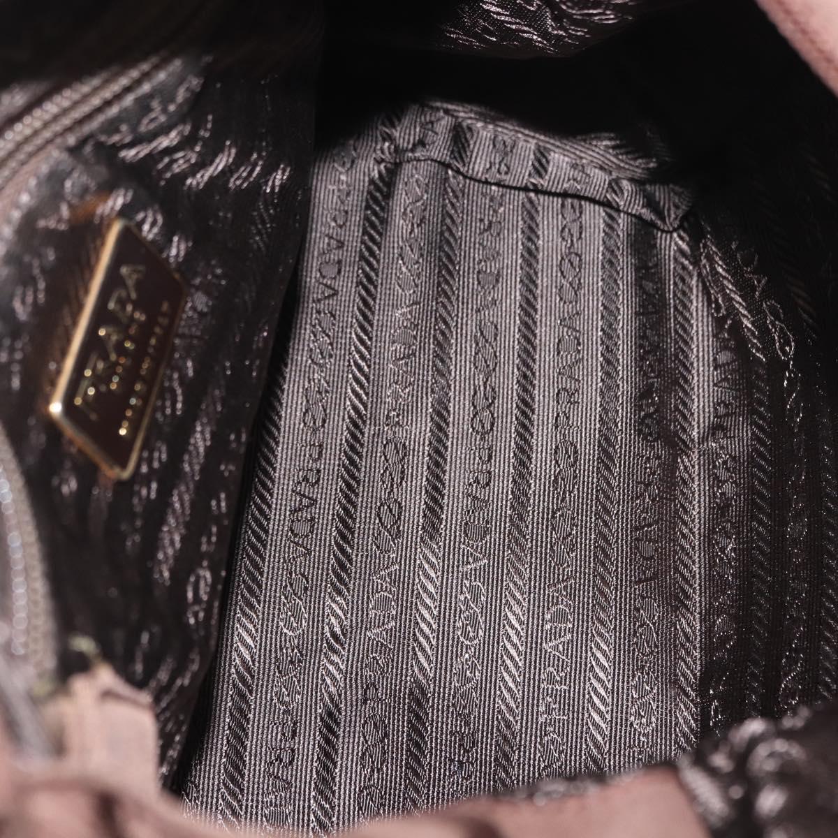 PRADA Hand Bag Nylon Brown Gold Auth 148292