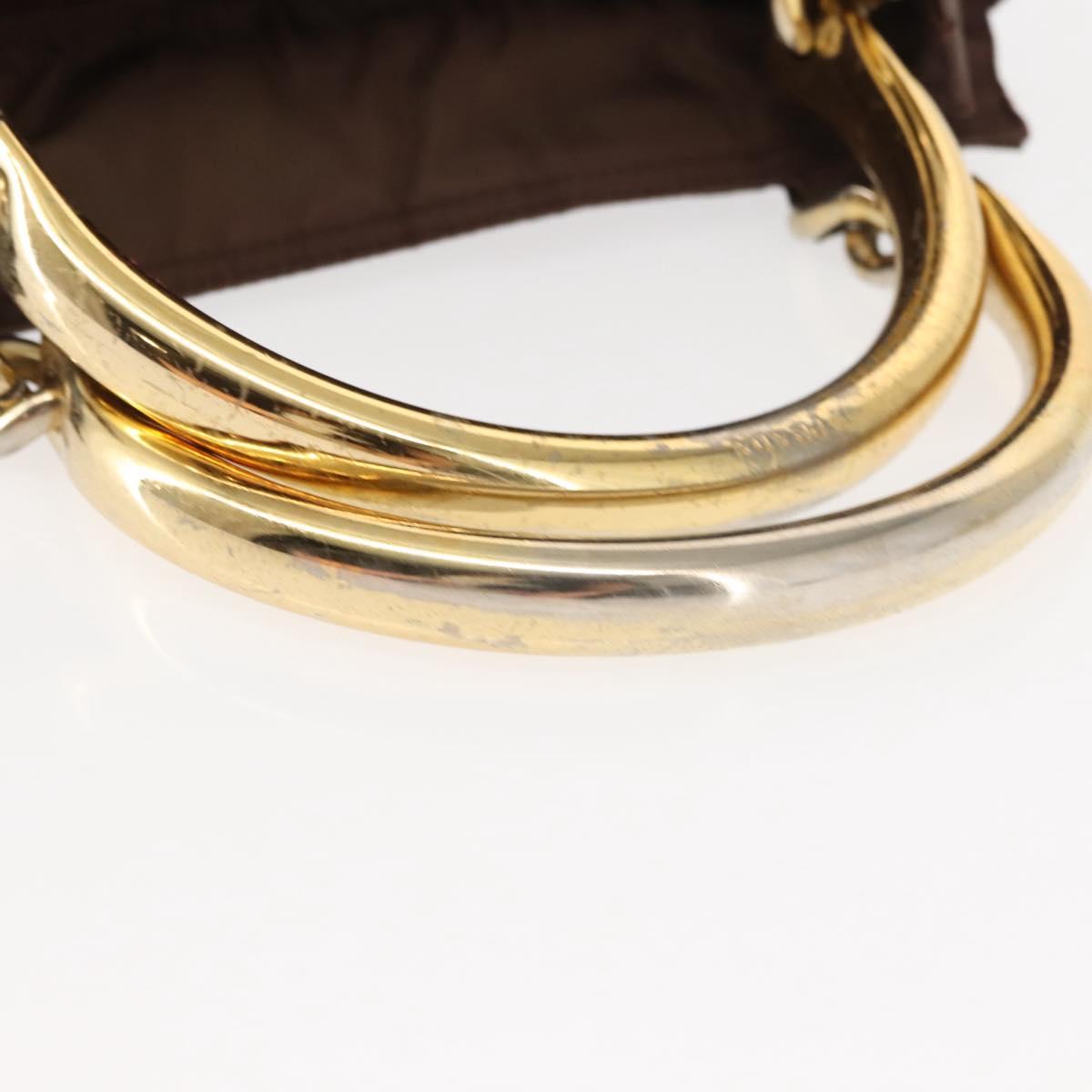 PRADA Hand Bag Nylon Brown Gold Auth 148292