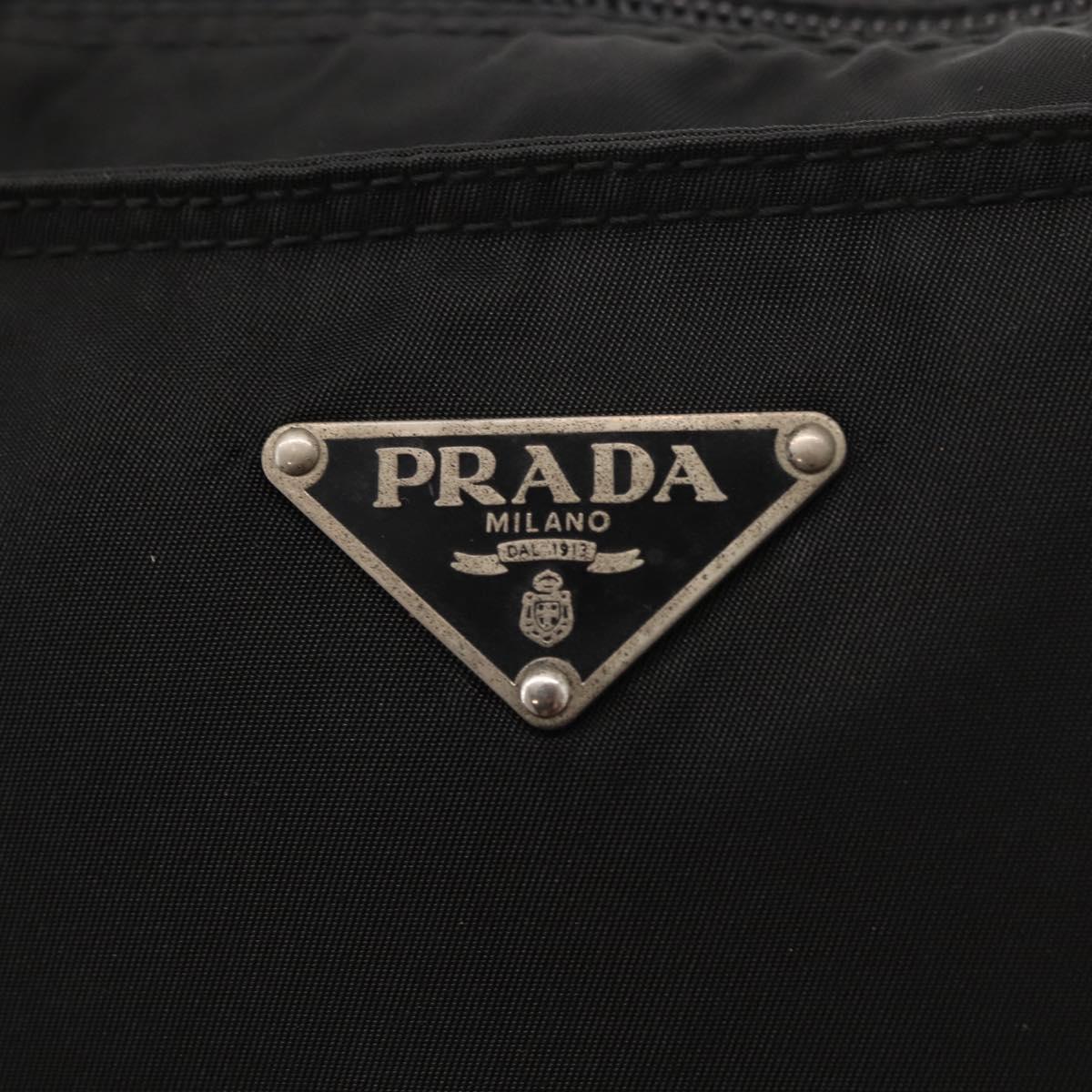 PRADA Tote Bag Nylon Black Silver Auth 148293