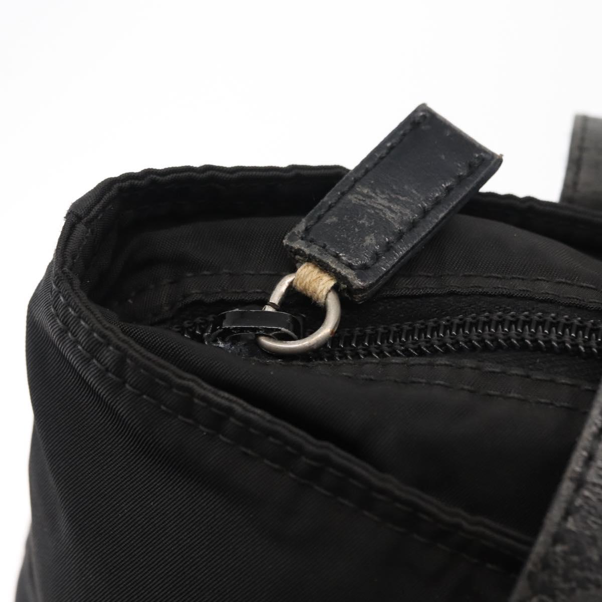 PRADA Tote Bag Nylon Black Silver Auth 148293