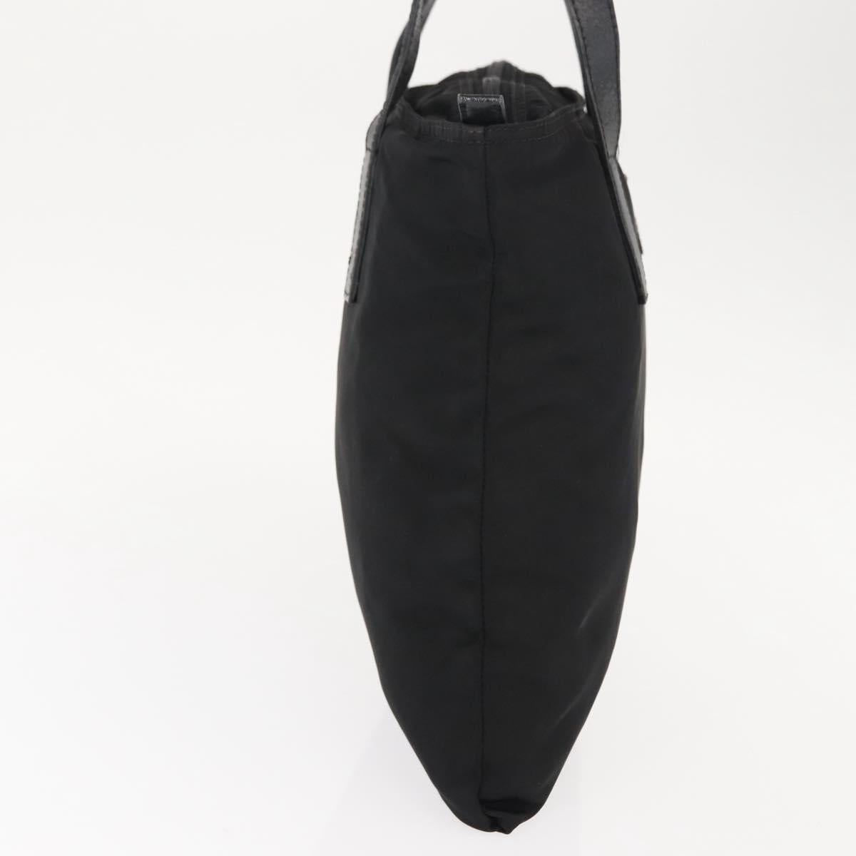 PRADA Tote Bag Nylon Black Silver Auth 148293