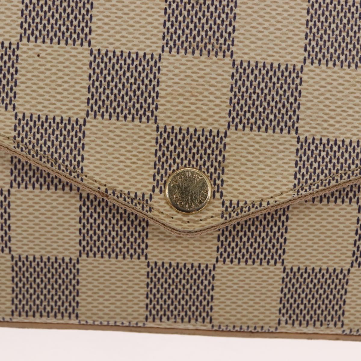LOUIS VUITTON Damier Azur Pochette Felicie Chain Wallet N63106 LV Auth 148308
