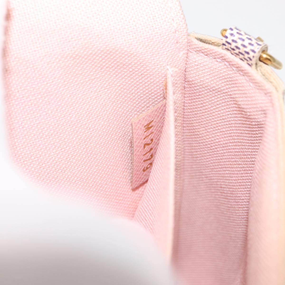 LOUIS VUITTON Damier Azur Pochette Felicie Chain Wallet N63106 LV Auth 148308