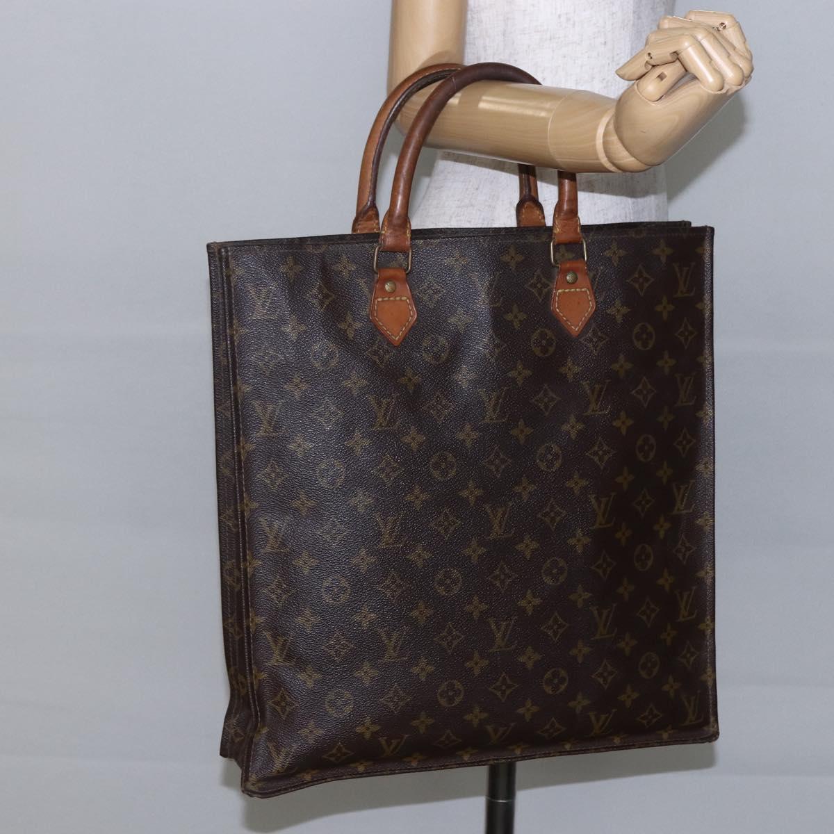 LOUIS VUITTON Monogram Sac Plat Hand Bag M51140 LV Auth 148311