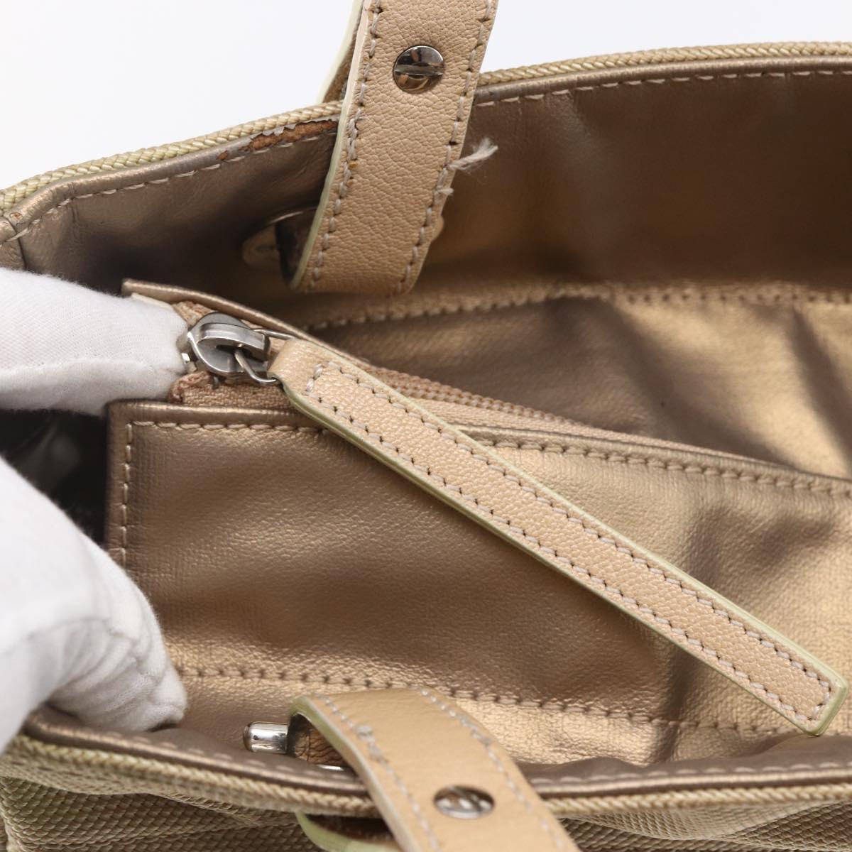 CHANEL Paris Biarritz PM Tote Bag Coated Canvas Gold CC Auth 148314