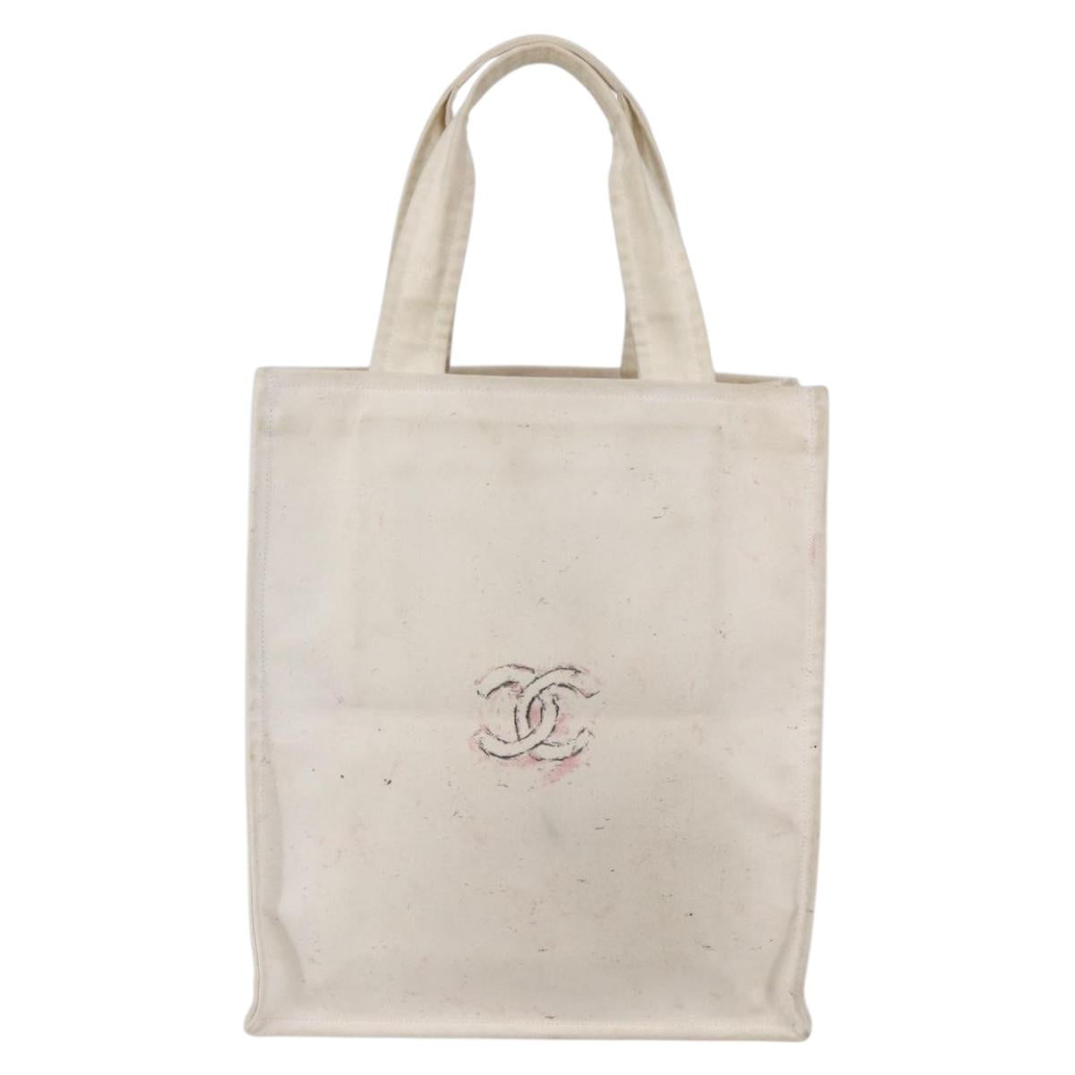 CHANEL Cruise line Miami Tote Bag Canvas Beige CC Auth 148315